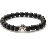 Natural Stone Bracelet with Paw Print Charm