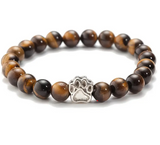 Natural Stone Bracelet with Paw Print Charm